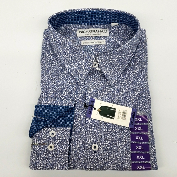 NWT Nick Graham everywhere Blue stretch shirt - Picture 1 of 4